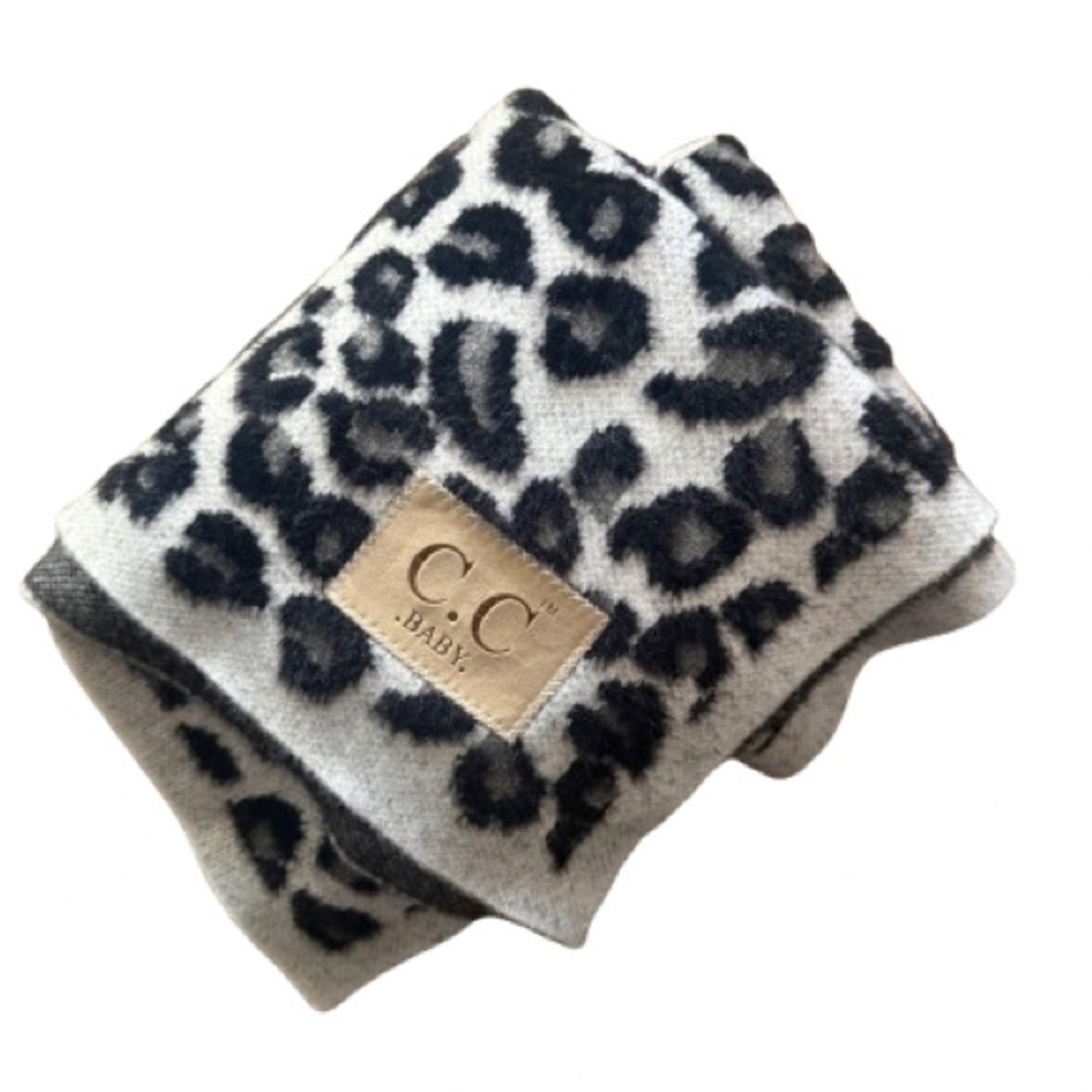 C.C Kids Leopard Print Baby Blanket Black White Gray